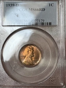 1939 D PCGS MS66 RD Lincoln Wheat Cent - Picture 1 of 5