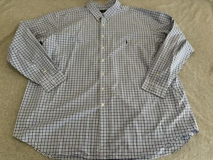 Polo Ralph Lauren Langarm blau weiß kariert Knopfleiste Pony Hemd Herren 5XLT - Bild 1 von 4