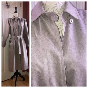 Vintage London Fog Floral Belted Trenchcoat Classic Outerwear sz 8 Petite - Picture 1 of 16
