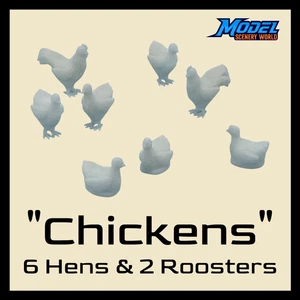 Pollos - Gallos y gallinas (8 piezas) - Escala HO - Blanco - Imagen 1 de 4