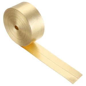 Metallischer Lederstreifen, goldener breiter flacher Lederriemen, 197" x 1,2" - Bild 1 von 5