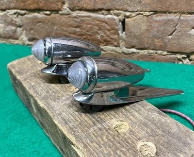 Original 1930’s Streamlined Bullet Parking Lamps Fender Marker Lights - Image 1 of 4