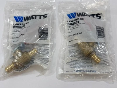 (2) Watts Lead Free PEX Crimp Shut Off Ball Valve 1/2" CF x 1/2" CF 0653000 - Image 1 of 3