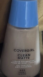 Covergirl Clean Matte Liquid Foundation Makeup 505 Ivory (30mL/1 oz) Oil Control - Picture 1 of 4