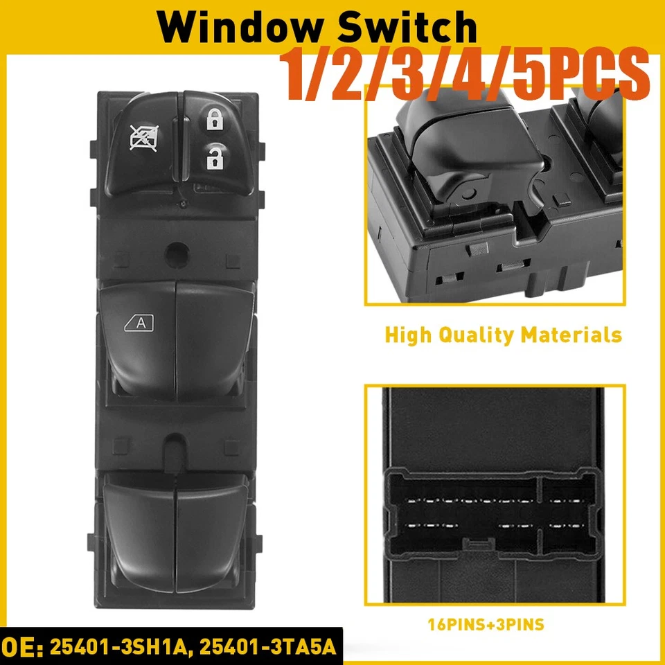 Interruptor de control maestro de ventana eléctrica del lado del conductor para Nissan Altima 2013-2018 1-5x Foto 1 de 4
