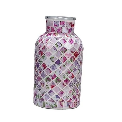 Jarrón de vidrio mosaico de 7,9" H, florero decorativo, decoración moderna de tamaño mediano para rosa Foto 1 de 4