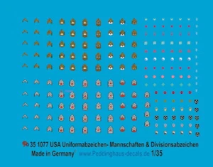 Peddinghaus-Decals 1/35 1077 USA Uniformabzeichen Mannschaften & Divisonszeichen