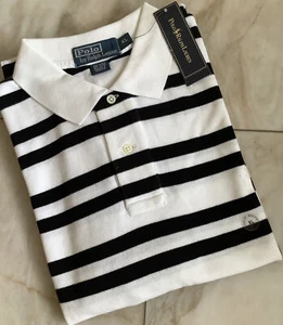 Polo Ralph Lauren Shirt Mens Size XL White/Black Striped Cotton MSRP: $89.50 New - Picture 1 of 7