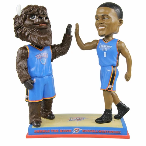 Oklahoma City Thunder Russell Westbrook High Fiving Mascot Bobblehead NBA Cover