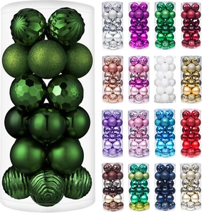 24ct Christmas Ball Ornaments Shatterproof Christmas Ornaments Set Decorations f - Picture 1 of 12