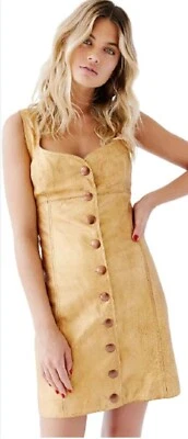Free People Goldie Dress Women's Size Mini Gold Leather NWOT  - Image 1 of 2