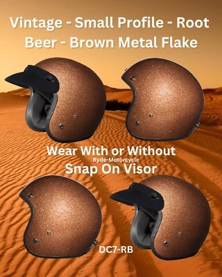 Daytona DOT Small Profile 3/4 Motorcycle Root Beer Brown Metal Flake DC7-RB Foto 1 de 4