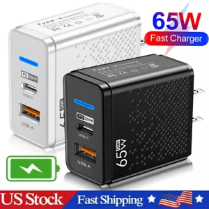 65W USB-C PD Fast Wall Charger Type C Cable For Samsung A13 A53 A14 A54 A15 A55 - Picture 1 of 22