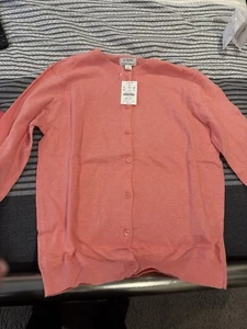 J.Crew Classic Cardigan Sweater Coral/ Orange Size S Cotton NWT - Picture 1 of 2