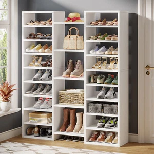 Wood Shoe Rack Shelf Large Capacity Shoe Storage Organizer for Entryway Closet - Picture 1 of 9