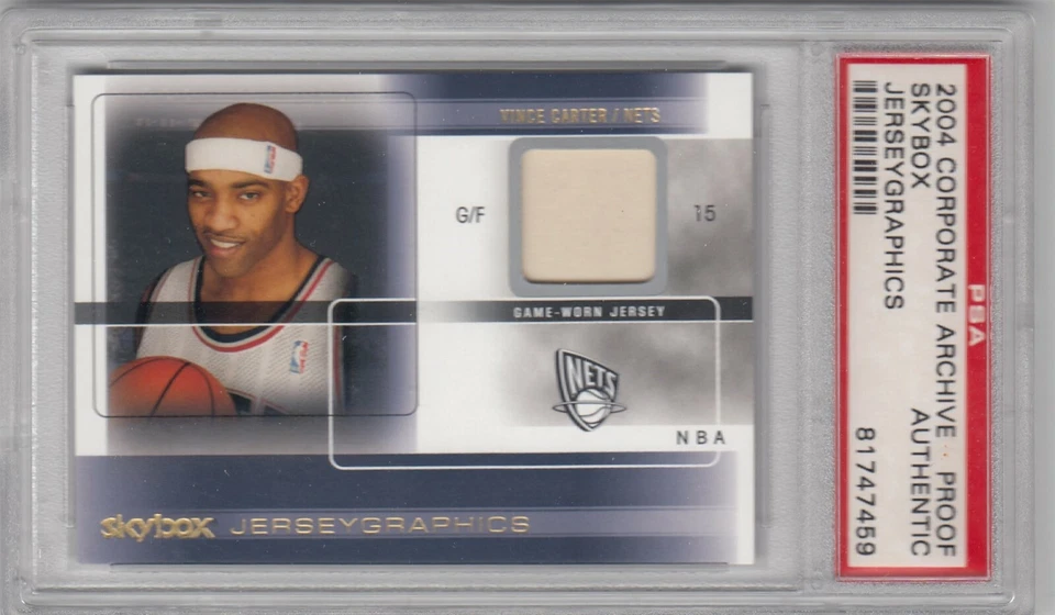 2004-05 Vince Carter Skybox Autographics Gold Corporate TEST PROOF Jersey PSA - Image 1 of 1