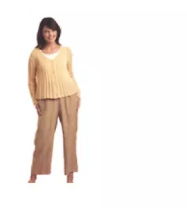 NWT Flax Designs Pima Cotton Wide Ribbed Cartigan Sweater sz S/M - M/L $138 VALU - Picture 1 of 4
