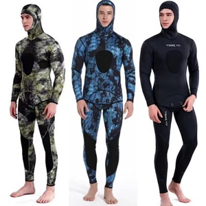 3mm Camouflage Wetsuit Long Sleeve Hooded 2 Pieces Of Neoprene Submersible - Picture 1 of 26