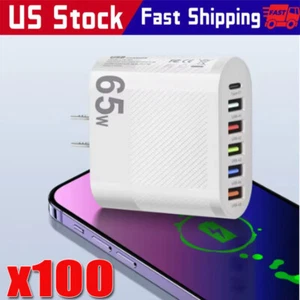 65W Super Fast Charge Wall Charger Adapter 5 USB Port + Type C Charger wholesale - Picture 1 of 17