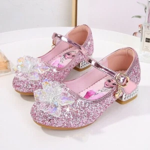 UK Elsa Princess Shoes Girls Party Sequins Crystal Glitter Fancy Dress Sandals - Picture 1 of 32