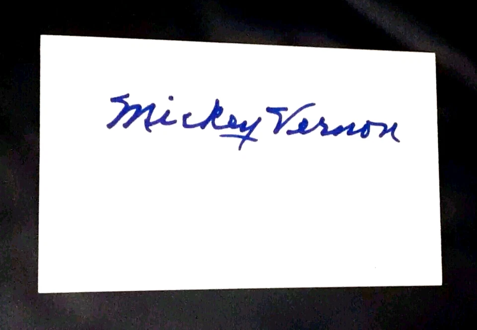 MICKEY VERNON RED SOX WASHINGTON SENATORS SIGNED AUTOGRAPHED INDEX CARD 3X5 - Image 1 of 1