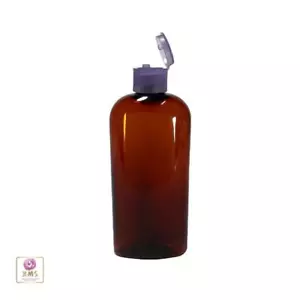 Botellas de plástico PET ovaladas líquido ámbar botella cierre a presión tapa abatible 4 oz 5 9754FP - Imagen 1 de 5