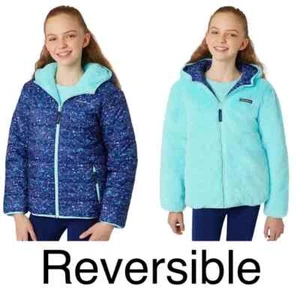 EDDIE BAUER Purple Blue Speckled Reversible Plush Puffer Jacket SIZE SMALL 7/8 - Picture 1 of 20