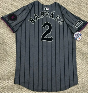 Maglia gioco NARVAEZ taglia 46 #2 2024 NEW YORK METS emessa CITY CONNECT NIKE MLB - Foto 1 di 17