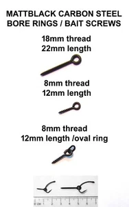 MATT BLACK BAIT SCREWS - 12mm,22mm and 12mm FLEXI OVAL RING(8, 18mm threads) - Picture 1 of 1