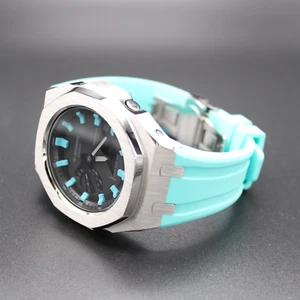 CasiOak "SKYBLUE & SILVER" - Casio G-SHOCK GA2100 Mod - Herrenuhr 44mm Edelstahl - Bild 1 von 4