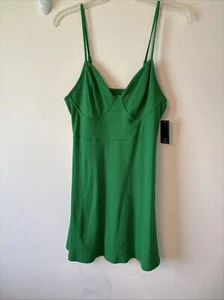 Wild Fable Women's Dress Skater Mini Knit Pullover Ribbed Green V Neck  Sz L - Picture 1 of 9