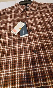 Perry Ellis Mens Long Sleeve Button Up Plaid Shirt S Small NWT Smoked Paprika - Picture 1 of 4