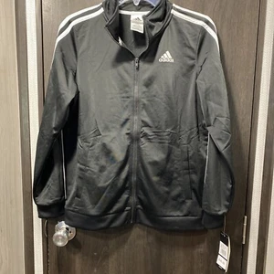 adidas Boys' Iconic Tricot Jacket standard Large Black Adi Sz 14/16 - Picture 1 of 5