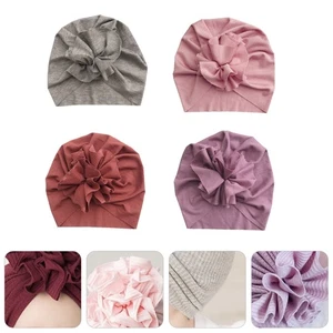 4 pezzi cappello caldo uncinetto berretto filato a forma di fiore per neonati neonati berretto - Foto 1 di 12