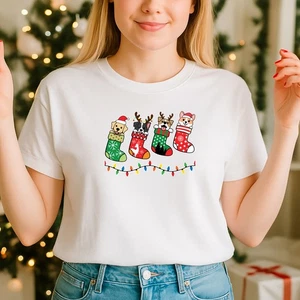2025 Christmas unisex tshirt,Night before Christmas Family ,Puppy Stocking (CH) - Picture 1 of 5