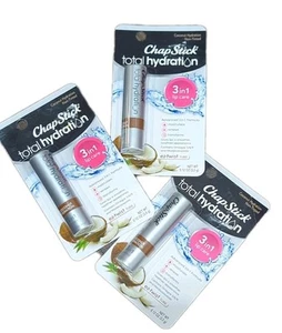 Lot of 3 Chapstick Total Hydration Coconut Hydration 3 In 1 Lip Care-.12 oz New - Picture 1 of 4