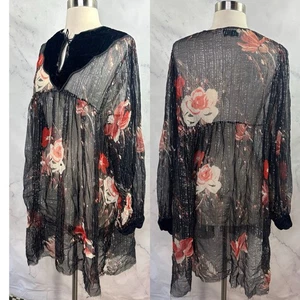 Vintage 70er Phool indisches Boho Kleid von Her Excellency Gr. M metallic geblümt 70s * - Bild 1 von 22