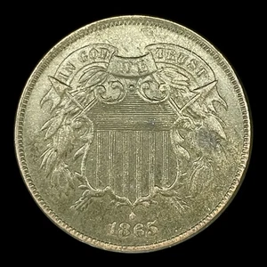 1865 Two Cent Piece GREAT EXAMPLE! 2c USA 2 Cents Antique Copper Coin - Picture 1 of 2