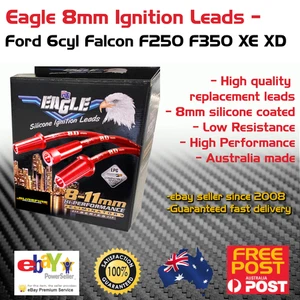 EAGLE 8mm Ignition Spark Plug Leads Fit 6cyl Ford Falcon F250 F350 XE XD Red - Picture 1 of 4