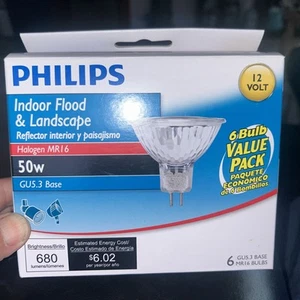 Philips Indoor Flood MR16 50 Watt GU5.3 / 2 - 3 Pack - 6 Total Lights - Picture 1 of 5