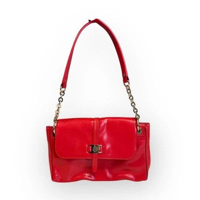 Vintage Antonio Melani Red Leather Shoulder Bag Purse Gold Hardware - Image 1 of 4
