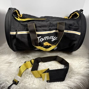 Tommy Bahama Black & Yellow Travel Duffel Bag Collapsible Packable Expanding Zip - Picture 1 of 13