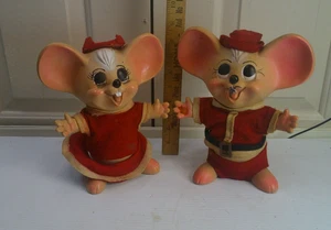 ZWEI Vintage 1970 Roy Des Of Fla große Ohr Maus Bank Weihnachten Weihnachtsmann - Bild 1 von 6