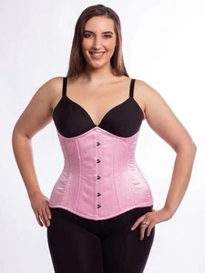 New! 426 Pink Satin 40” Longline Authentic Underbust Corset - Picture 1 of 7
