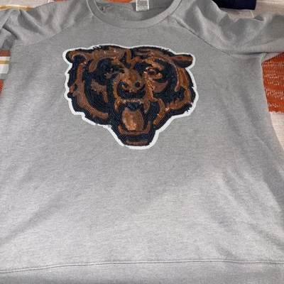 VICTORIA'S SECRET PINK Chicago Bears Bling Sudadera Gris - LG - Usada Foto 1 de 4