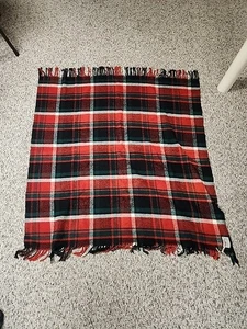 Vintage Troy Leisure Blanket Throw Stadium Lap Picnic Red green blue Plaid USA - Picture 1 of 7