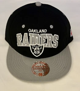 NEW Oakland Raiders Mitchell And Ness Black Vintage Collection SnapBack Hat Cap - Picture 1 of 7