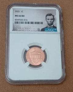 USA 1c ~ One Cent ~ Lincoln Shield Cent 2025~* MS 66 RD ~ Coin Graded By NGC - Picture 1 of 8