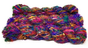 Fair Trade Recycled Silk Sari Yarn 3 100 gram Skeins MULTI COLORED - Picture 1 of 1