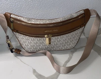 Michael Kors Kenly  Vanilla MK Signature Belt Waist Fanny Pack Crossbody - Image 1 of 4
